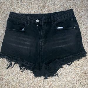 Denim Mom Style Fringe Shorts